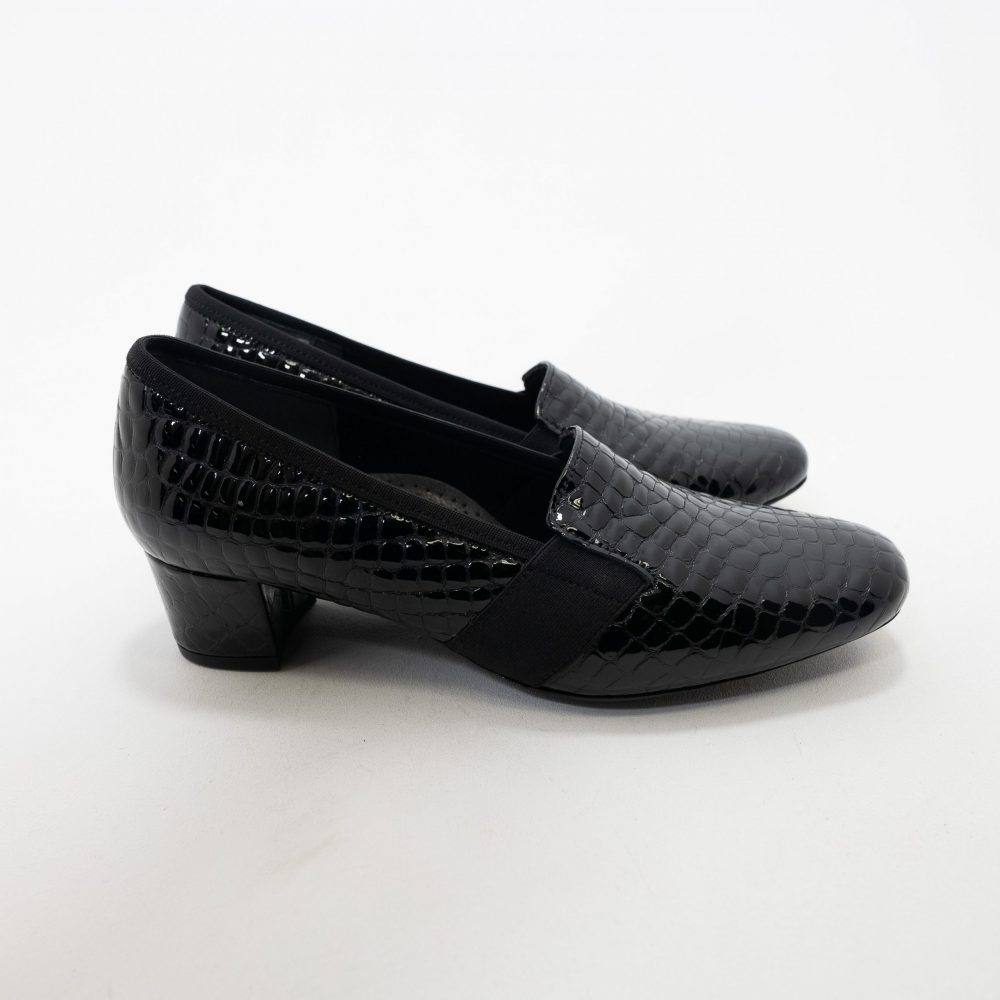 Footsoft - Carrie Black Croc Wide Fitting