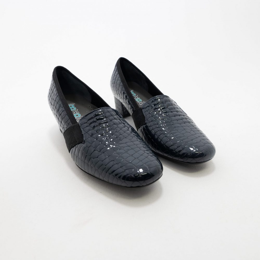 Footsoft - Carrie Navy Croc Wide Fitting
