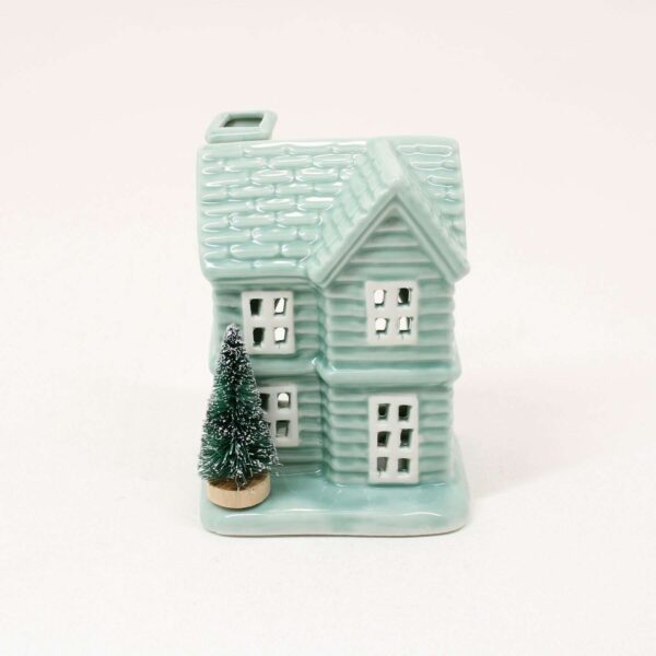 SHUDEHILL Village Pottery Sage Medium Christmas House Tealight 342342