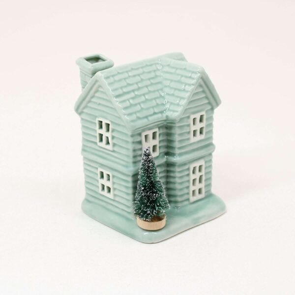 SHUDEHILL Village Pottery Sage Medium Christmas House Tealight 342342 - Image 3