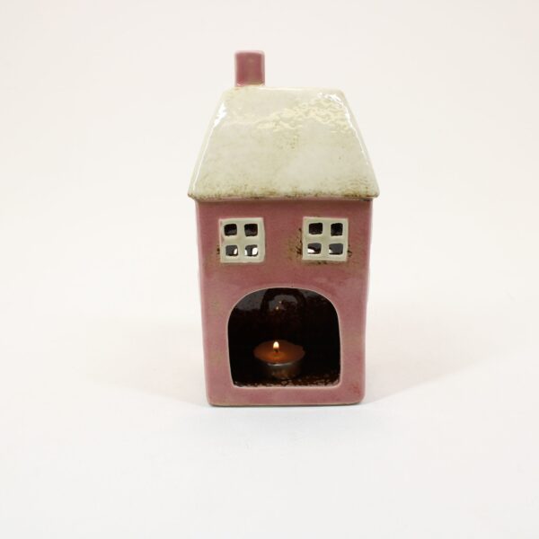SHUDEHILL Village Pottery Tall Pink House Tealight 320006 - Image 2