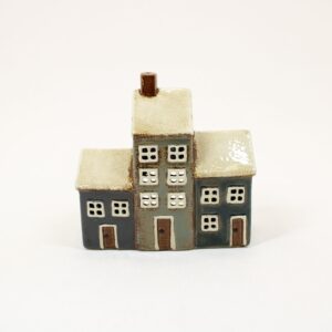 SHUDEHILL Village Pottery Grey/Navy 3 House Tealight 320045