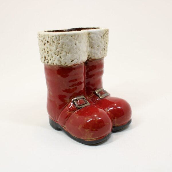 SHUDEHILL Village Pottery Santa Boot Flower Holder 321132