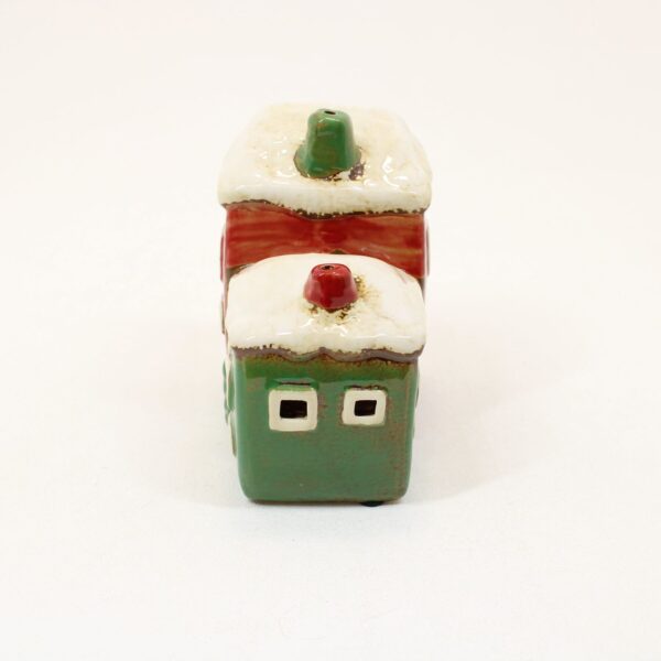 SHUDEHILL Village Pottery Christmas Red/Green Two House Tealight 330943 - Image 3