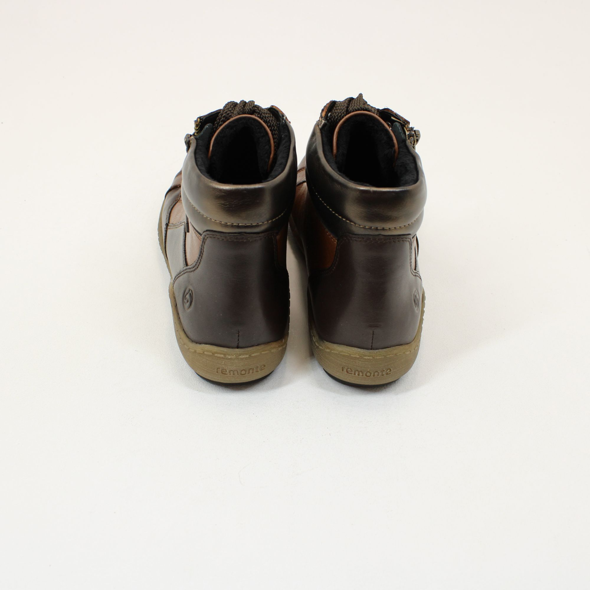 Remonte R1458 G Odeon Stivaletti Donna, Marrone Chiaro, Pelle E Sintetico, Tacco Piatto 2 Cm, Chiusura Zip, Soletta Removibile
