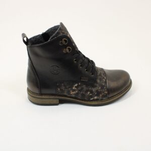 RIEKER Leather Water Resistant Zip & Lace Ankle Boots 74842