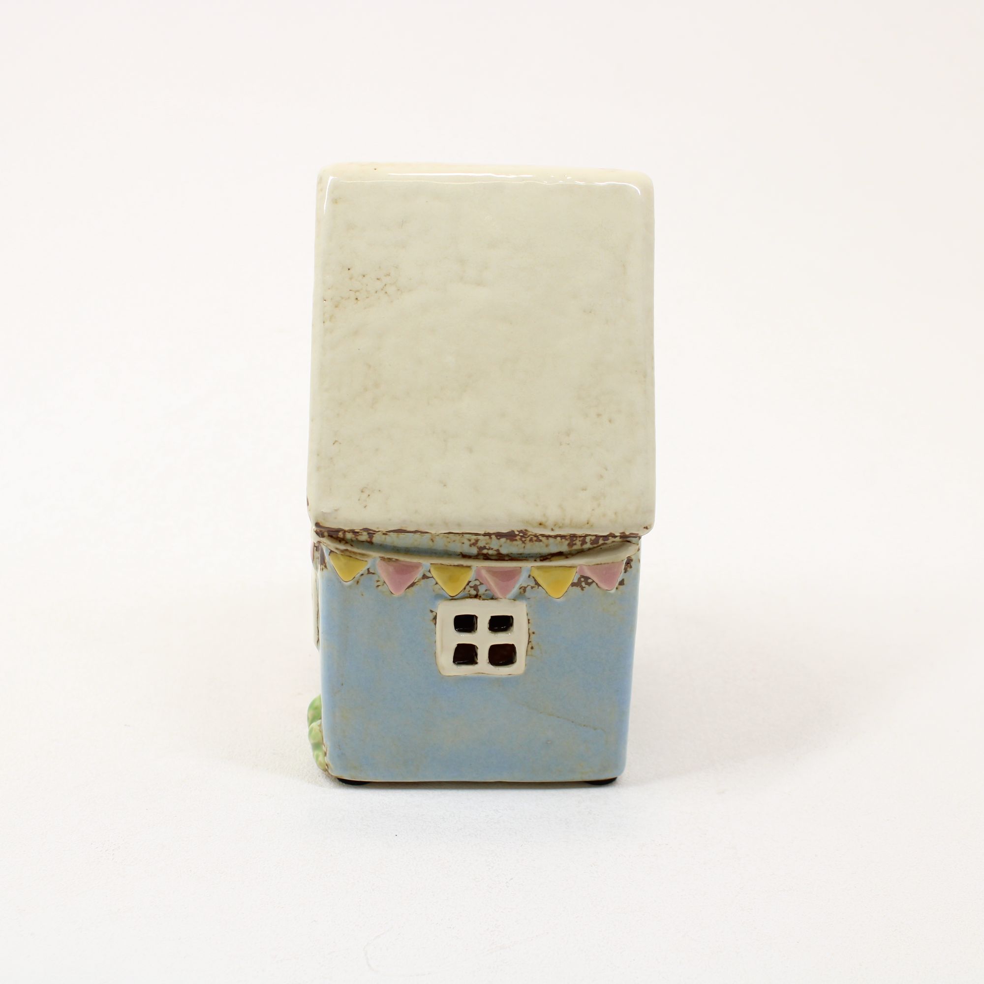 SHUDEHILL Village Pottery Garden Flags House Blue Tealight 340281 - Image 3