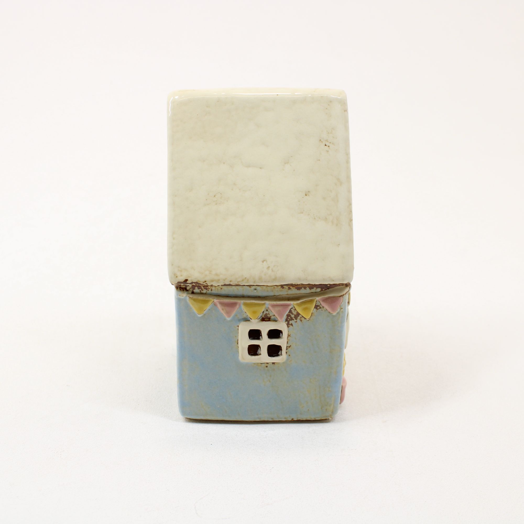 SHUDEHILL Village Pottery Garden Flags House Blue Tealight 340281 - Image 2