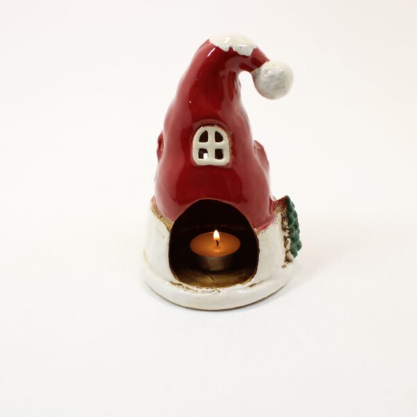 SHUDEHILL Village Pottery Christmas Santa Hat House Tealight 350211 - Image 4