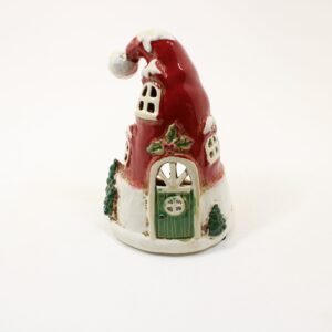SHUDEHILL Village Pottery Christmas Santa Hat House Tealight 350211