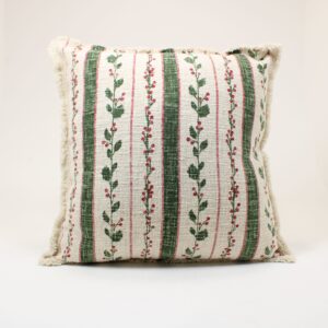 WALTON & CO Holly Berry Stripe Cushion HBSC
